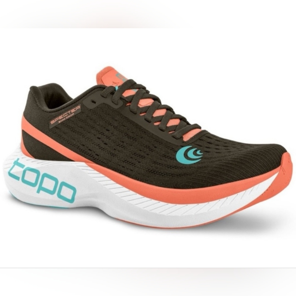 TOPO Specter Womens Espresso Peach High Cushion Running Shoe Size 9